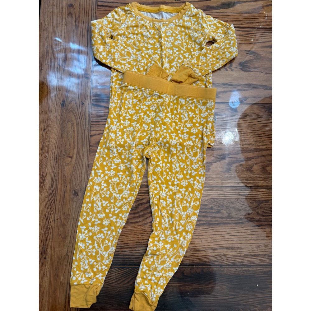 Little Sleepies Pajamas Kids 18-24 Months Yellow White Floral Bamboo Set
